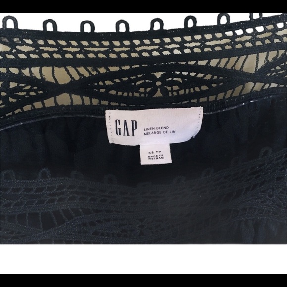 GAP Linen Scoop Neck Tank/Top With Crochet Trim Detailing Black Size XS - Picture 11 of 12